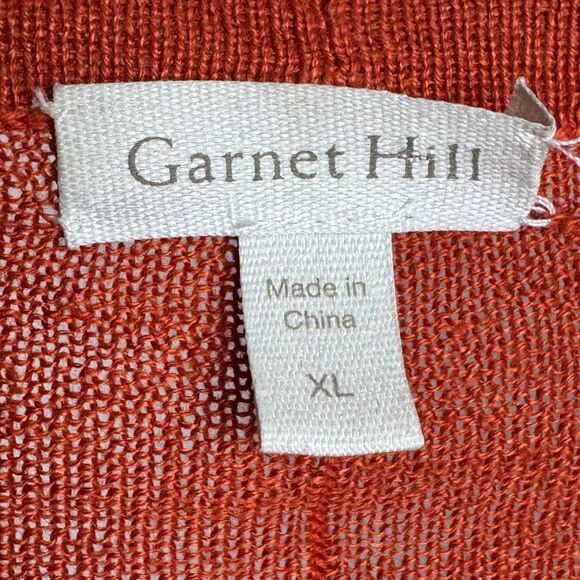 Garnet Hill Linen Cardigan Womens XL Burnt Orange Asymmetrical Hem Button Front - Picture 5 of 15